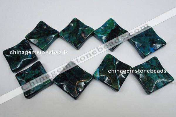 CCS488 15.5 inches 32*32mm wavy diamond dyed chrysocolla gemstone beads