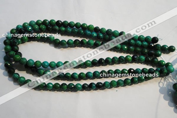 CCS602 15.5 inches 8mm faceted round dyed chrysocolla gemstone beads