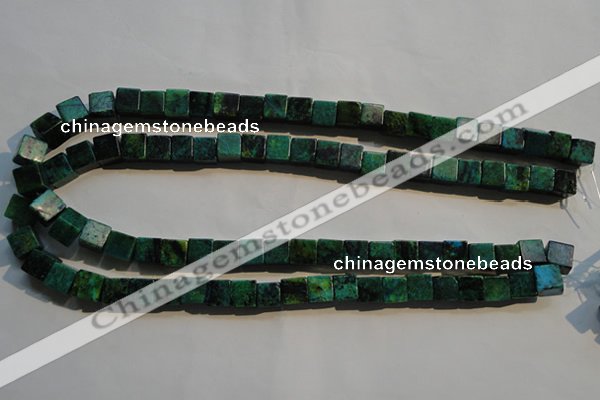 CCS612 15.5 inches 8*8mm cube dyed chrysocolla gemstone beads