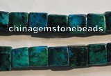 CCS614 15.5 inches 10*10mm cube dyed chrysocolla gemstone beads