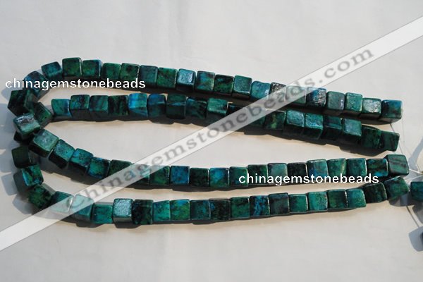 CCS614 15.5 inches 10*10mm cube dyed chrysocolla gemstone beads