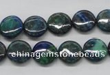 CCS63 16 inches 12mm flat round dyed chrysocolla gemstone beads