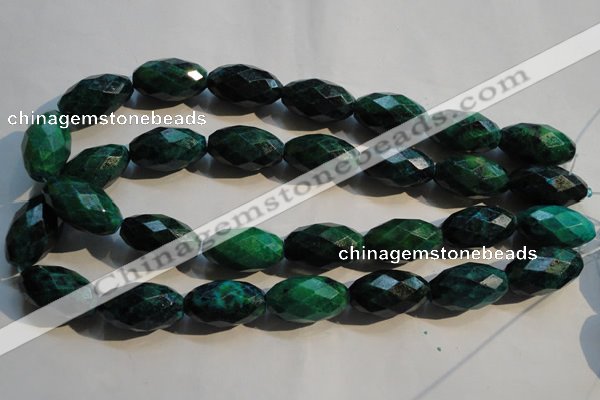 CCS638 15.5 inches 14*25mm faceted rice dyed chrysocolla gemstone beads