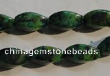 CCS640 15.5 inches 8*16mm twisted rice dyed chrysocolla gemstone beads