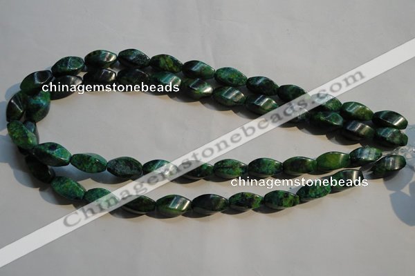 CCS640 15.5 inches 8*16mm twisted rice dyed chrysocolla gemstone beads