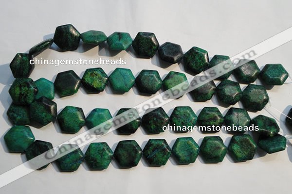 CCS675 15.5 inches 18*20mm hexagon dyed chrysocolla gemstone beads