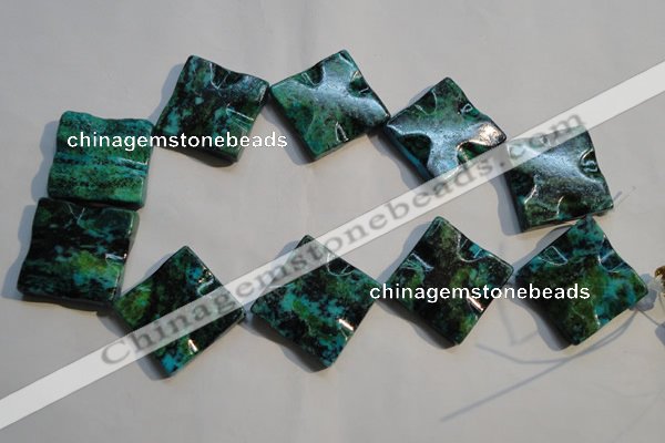 CCS688 15.5 inches 30*30mm wavy diamond dyed chrysocolla beads