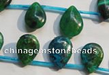 CCS712 Top-drilled 12*17mm flat teardrop dyed chrysocolla gemstone beads