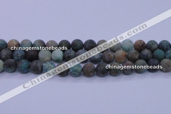 CCS765 15.5 inches 14mm round matte natural chrysocolla beads