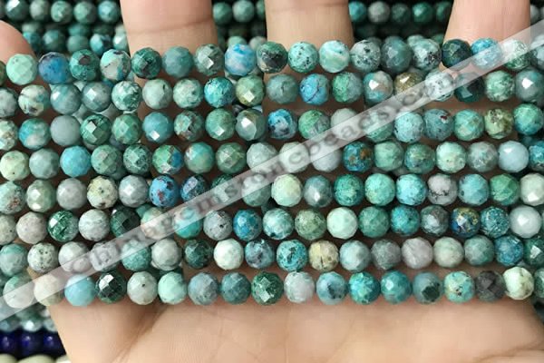 CCS882 15.5 inches 5.5mm faceted round natural chrysocolla beads