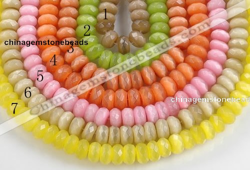 CCT05 14 inch 7*12mm faceted roundel cats eye beads Wholesale