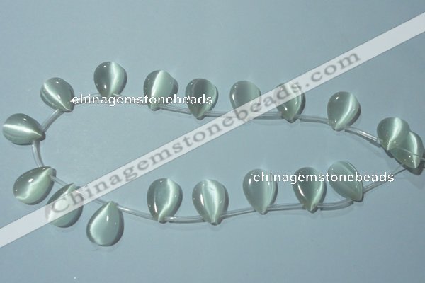 CCT1020 Top-drilled 13*18mm flat teardrop cats eye beads wholesale