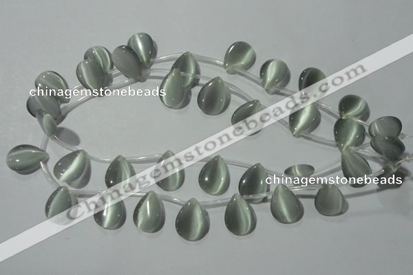 CCT1021 Top-drilled 13*18mm flat teardrop cats eye beads wholesale