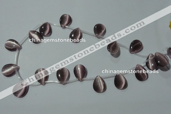 CCT1022 Top-drilled 13*18mm flat teardrop cats eye beads wholesale