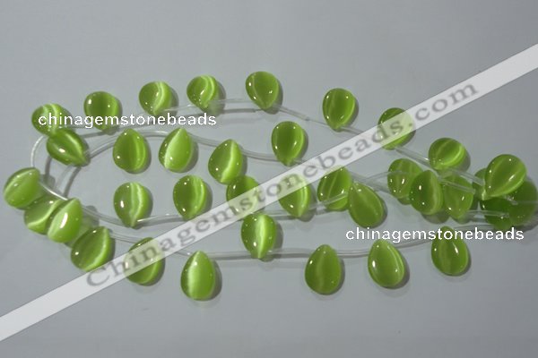 CCT1023 Top-drilled 13*18mm flat teardrop cats eye beads wholesale