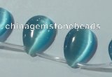 CCT1024 Top-drilled 13*18mm flat teardrop cats eye beads wholesale