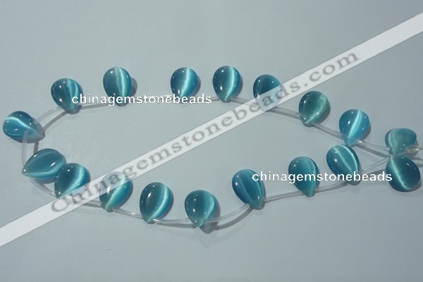 CCT1024 Top-drilled 13*18mm flat teardrop cats eye beads wholesale