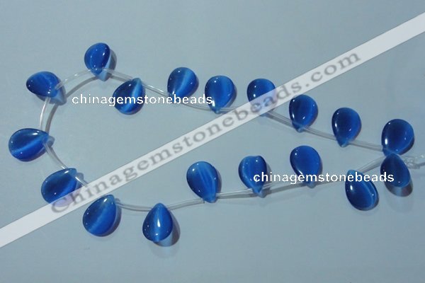 CCT1025 Top-drilled 13*18mm flat teardrop cats eye beads wholesale