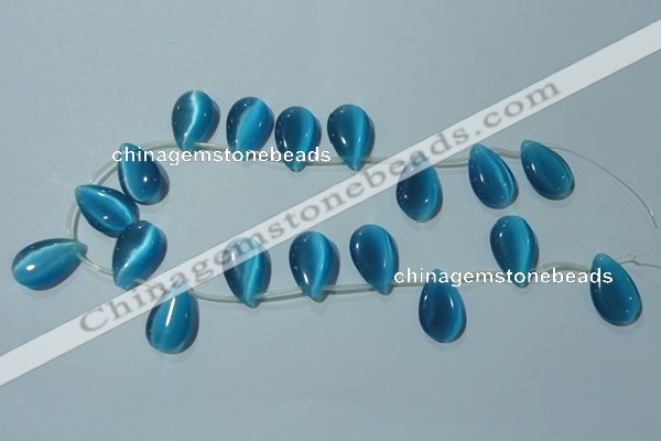 CCT1031 Top-drilled 14*22mm flat teardrop cats eye beads wholesale