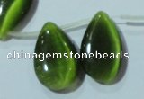 CCT1032 Top-drilled 14*22mm flat teardrop cats eye beads wholesale