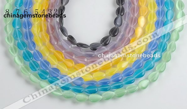 CCT12 14.5 inches 8*12mm flat teardorp cats eye beads Wholesale