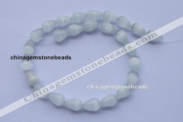 CCT16 14 inches 10*14mm teardrop white cats eye beads wholesale