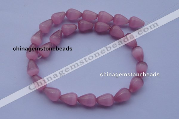 CCT17 14 inches 10*14mm teardrop pink cats eye beads wholesale