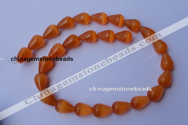 CCT18 14 inches 10*14mm teardrop orange red cats eye beads wholesale