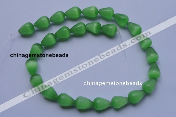 CCT19 14 inches 10*14mm teardrop green cats eye beads wholesale