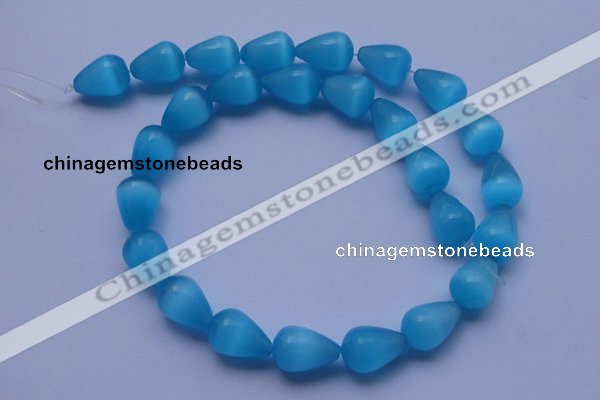 CCT20 14 inches 10*14mm teardrop navy blue cats eye beads wholesale