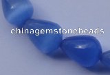 CCT21 14 inches 10*14mm teardrop ink blue cats eye beads wholesale