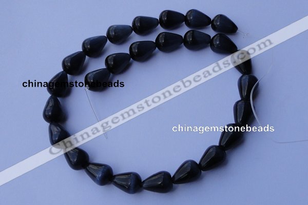 CCT23 14 inches 10*14mm teardrop black cats eye beads wholesale