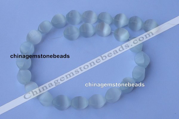 CCT24 14 inches 10*14mm twisted white cats eye beads wholesale