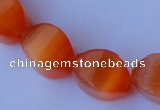 CCT27 14 inches 10*14mm twisted orange red cats eye beads wholesale