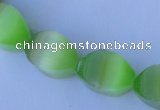 CCT28 14 inches 10*14mm twisted light green cats eye beads wholesale