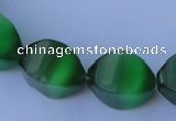 CCT29 14 inches 10*14mm twisted green cats eye beads wholesale