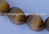 CCT31 14 inches 10*14mm twisted tiger yellow cats eye beads wholesale