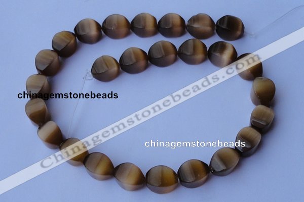 CCT31 14 inches 10*14mm twisted tiger yellow cats eye beads wholesale