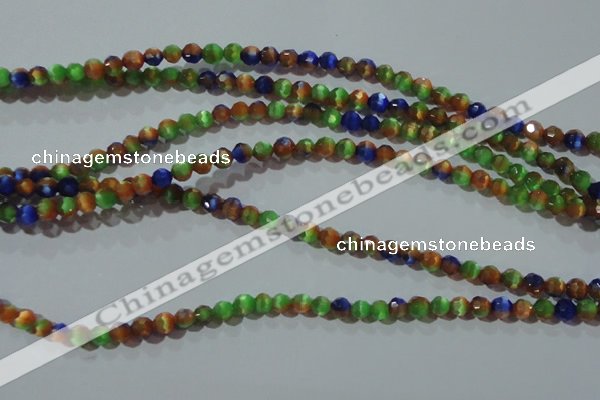 CCT317 15 inches 4mm faceted round cats eye beads wholesale