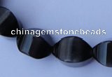 CCT32 14 inches 10*14mm twisted black cats eye beads wholesale