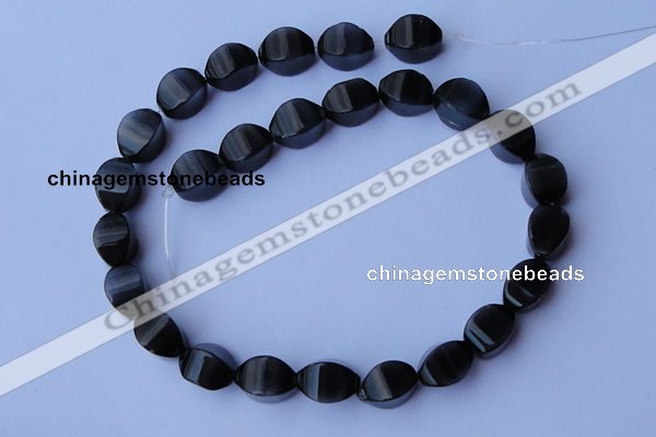 CCT32 14 inches 10*14mm twisted black cats eye beads wholesale