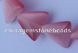 CCT33 14.5 inches 15*16mm triangle pink cats eye beads wholesale