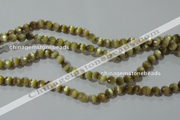 CCT358 15 inches 6mm faceted round cats eye beads wholesale