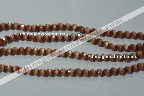 CCT359 15 inches 6mm faceted round cats eye beads wholesale