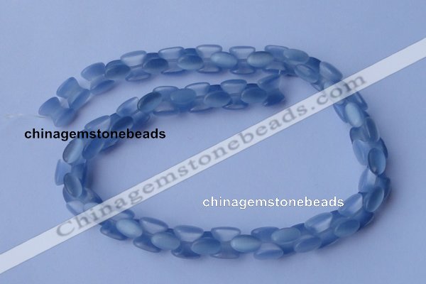 CCT37 14.5 inches 6*10mm drum-shaped light blue cats eye beads