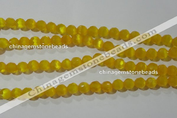 CCT377 15 inches 8mm faceted round cats eye beads wholesale