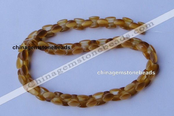 CCT38 14.5 inches 6*10mm drum-shaped honey yellow cats eye beads