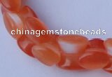 CCT39 14.5 inches 6*10mm drum-shaped orange red cats eye beads