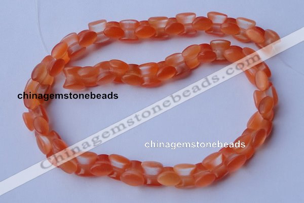 CCT39 14.5 inches 6*10mm drum-shaped orange red cats eye beads