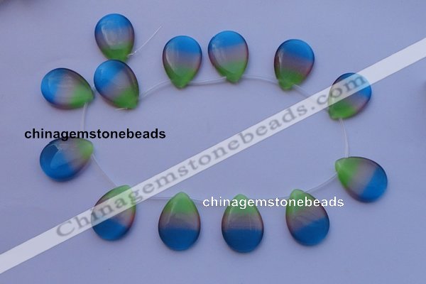 CCT44 14.5 inches 22*30mm flat teardrop mix color cats eye beads